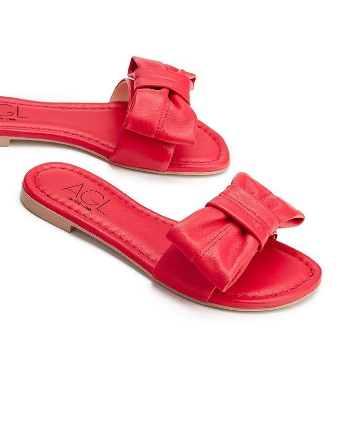AGL Women's Summer Ribbon Bow Detail Slide Sandals 4