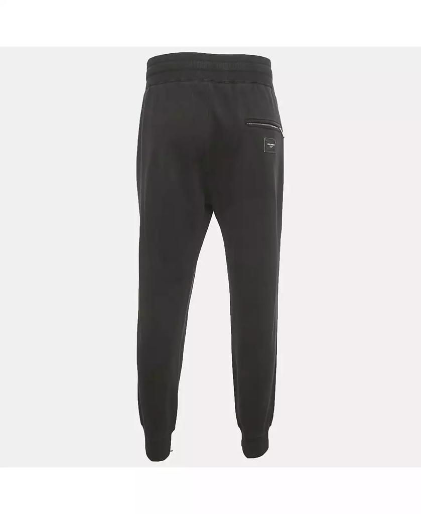 Pre-Owned Dolce & Gabbana Men's Black Cotton Logo Plaque Joggers