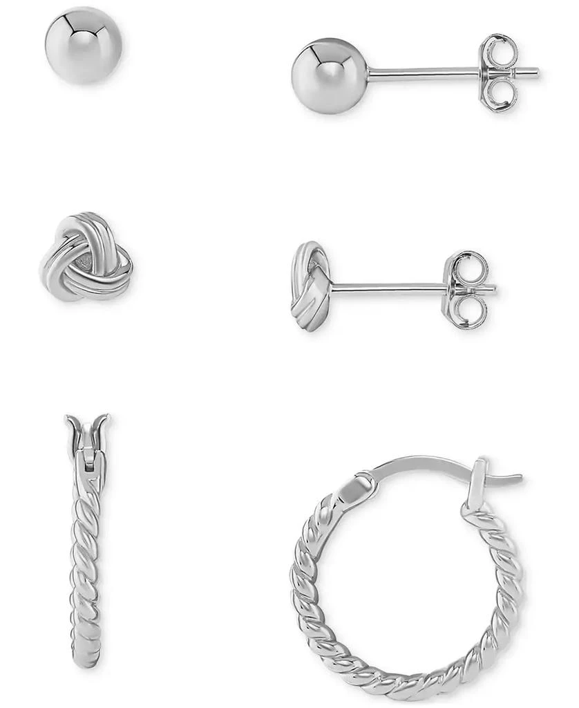 Polished Stud Hoop Earrings Set in 18k Gold over Sterling Silver