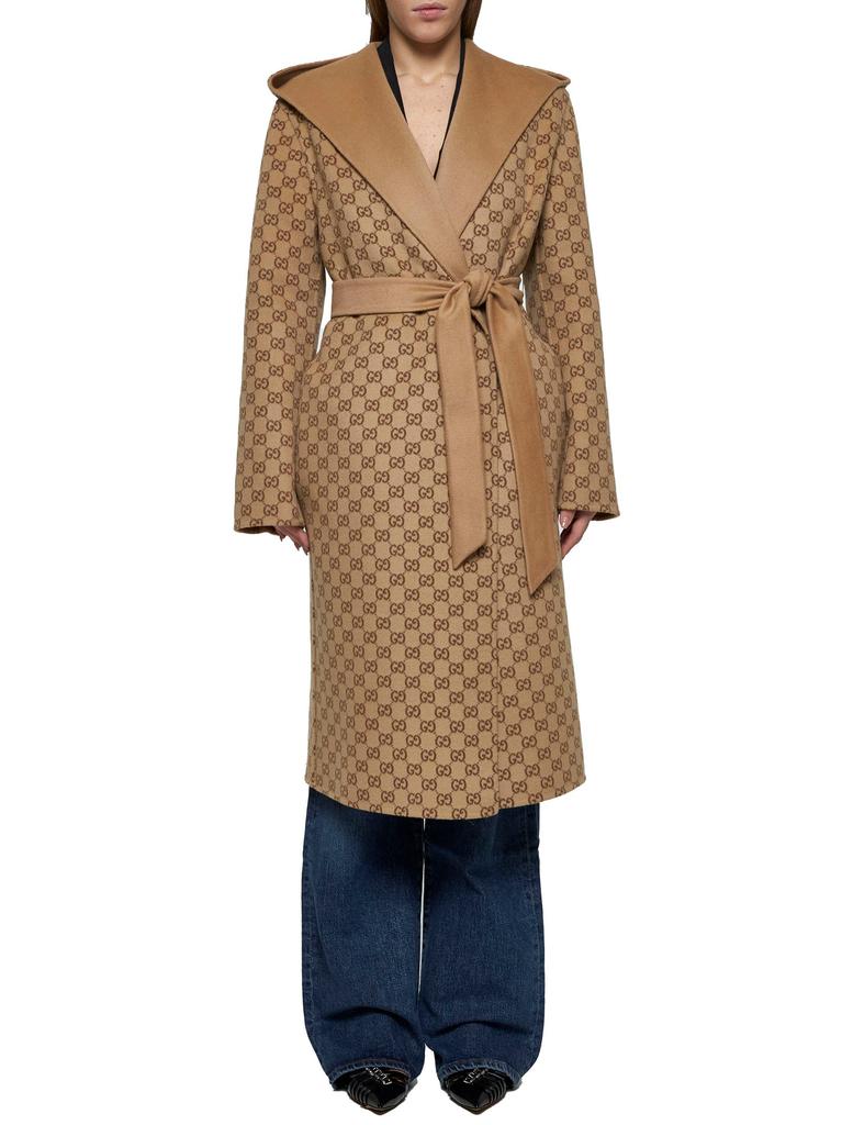 Gucci GUCCI | Reversible GG Wool-Blend and Silk Coat | Women | 40