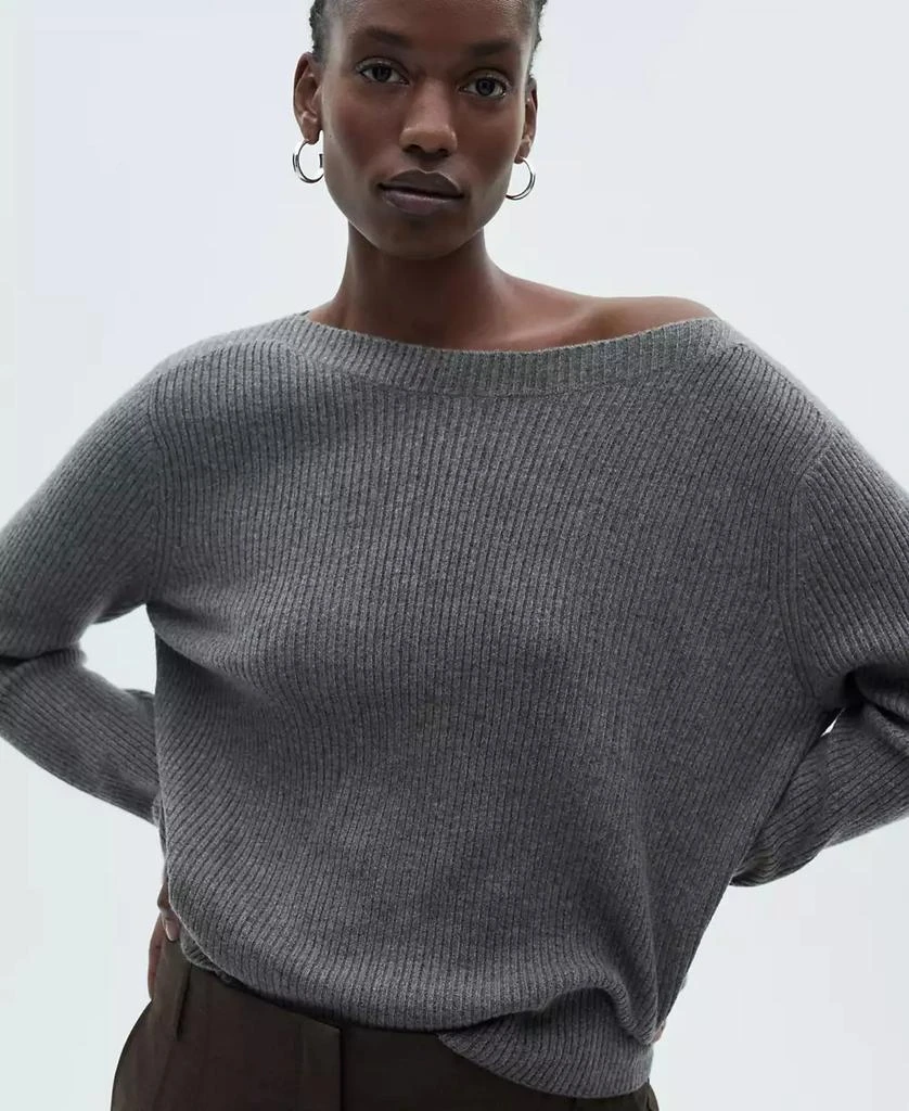 Mango Women's Boat Neck Ribbed Sweater 6