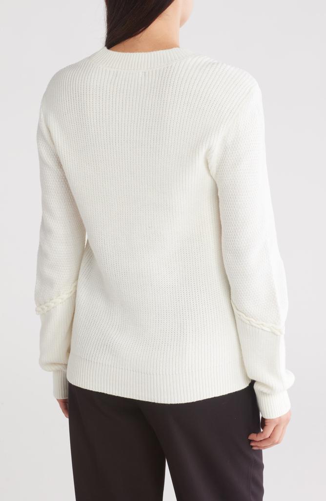 Ellen Tracy Crewneck Braided Trim Sweater