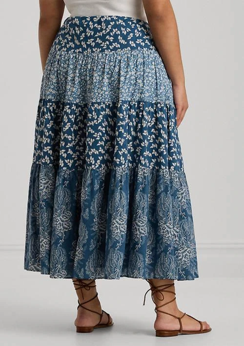 Ralph Lauren Ralph Lauren Plus Size Patchwork Floral Voile Tiered Skirt 2