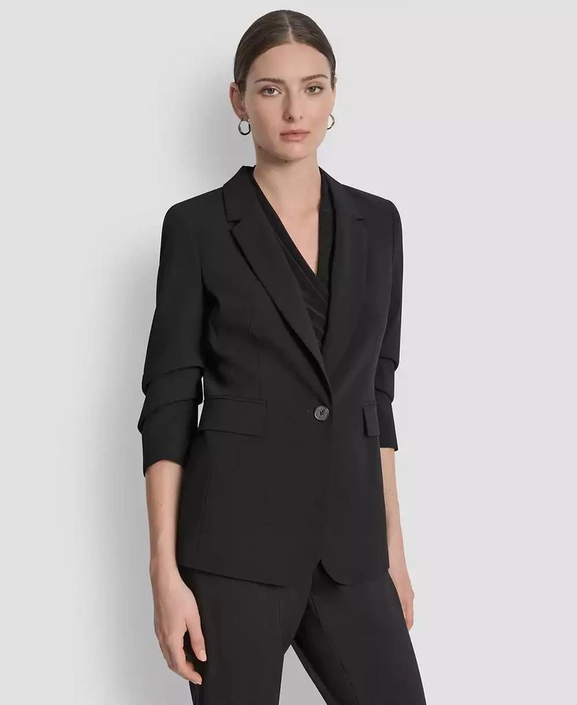 DKNY Women's Ruched-Sleeve One-Button Blazer 3
