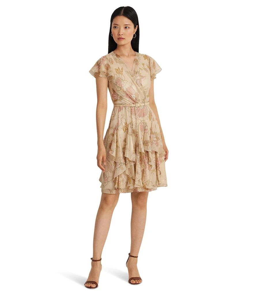 Lauren Ralph Lauren Women's Champagne/Silver Metallic Gown Size 4