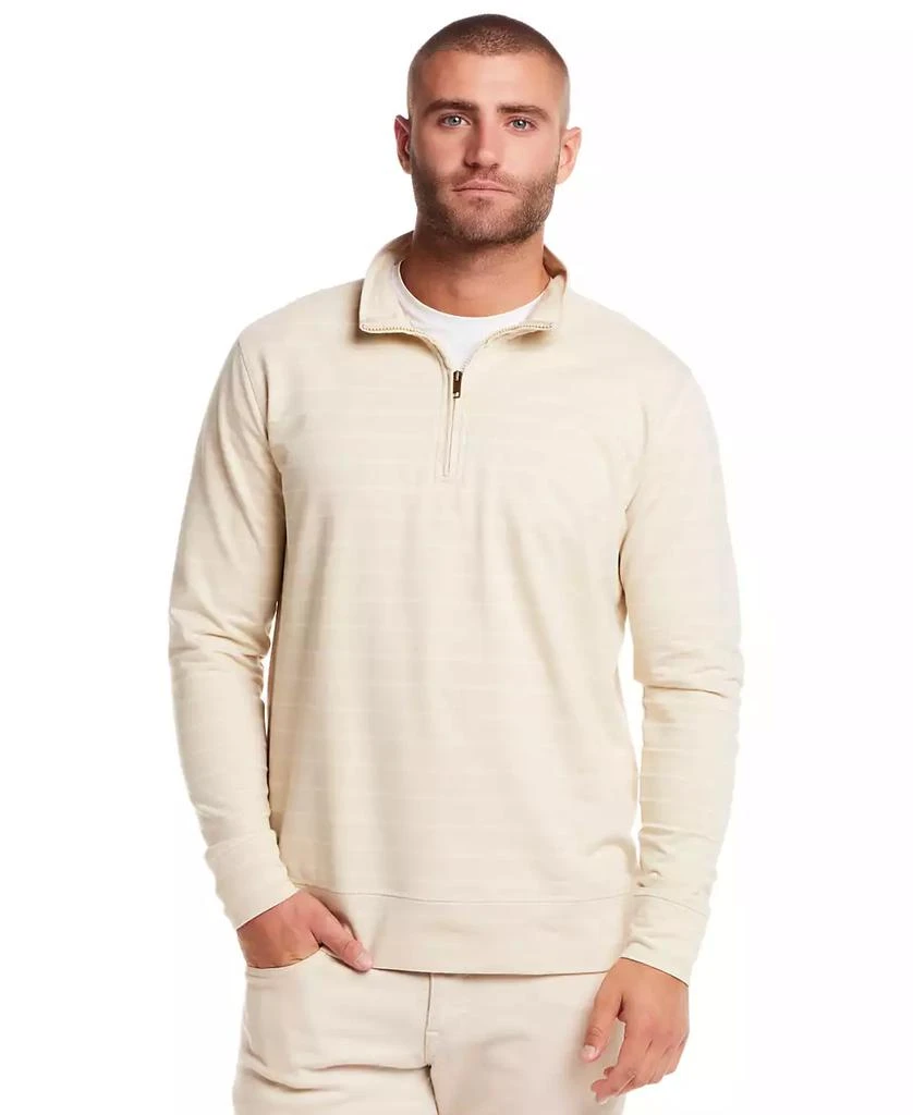 Weatherproof Vintage Men's Striped Long Sleeve Quarter Zip Pullover T-shirt 1