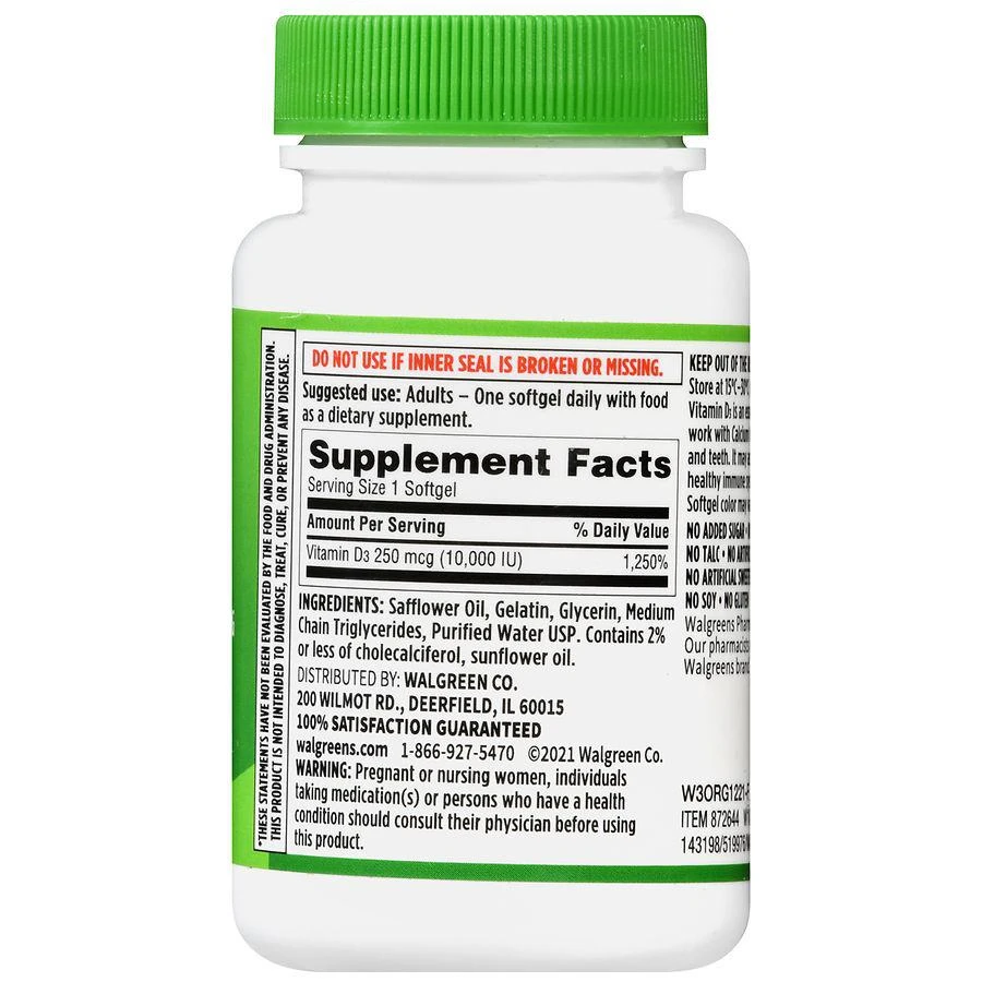 Walgreens Vitamin D3 250 mcg Softgels (60 days) 3