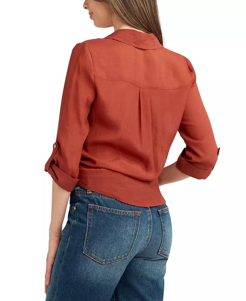 BCX Juniors' Tie-Hem Gauzy Shirt