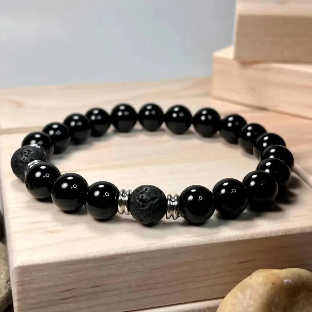FAIRE Faire - Unisex - Onyx 
Lava Gemstone Mala Bracelet 3