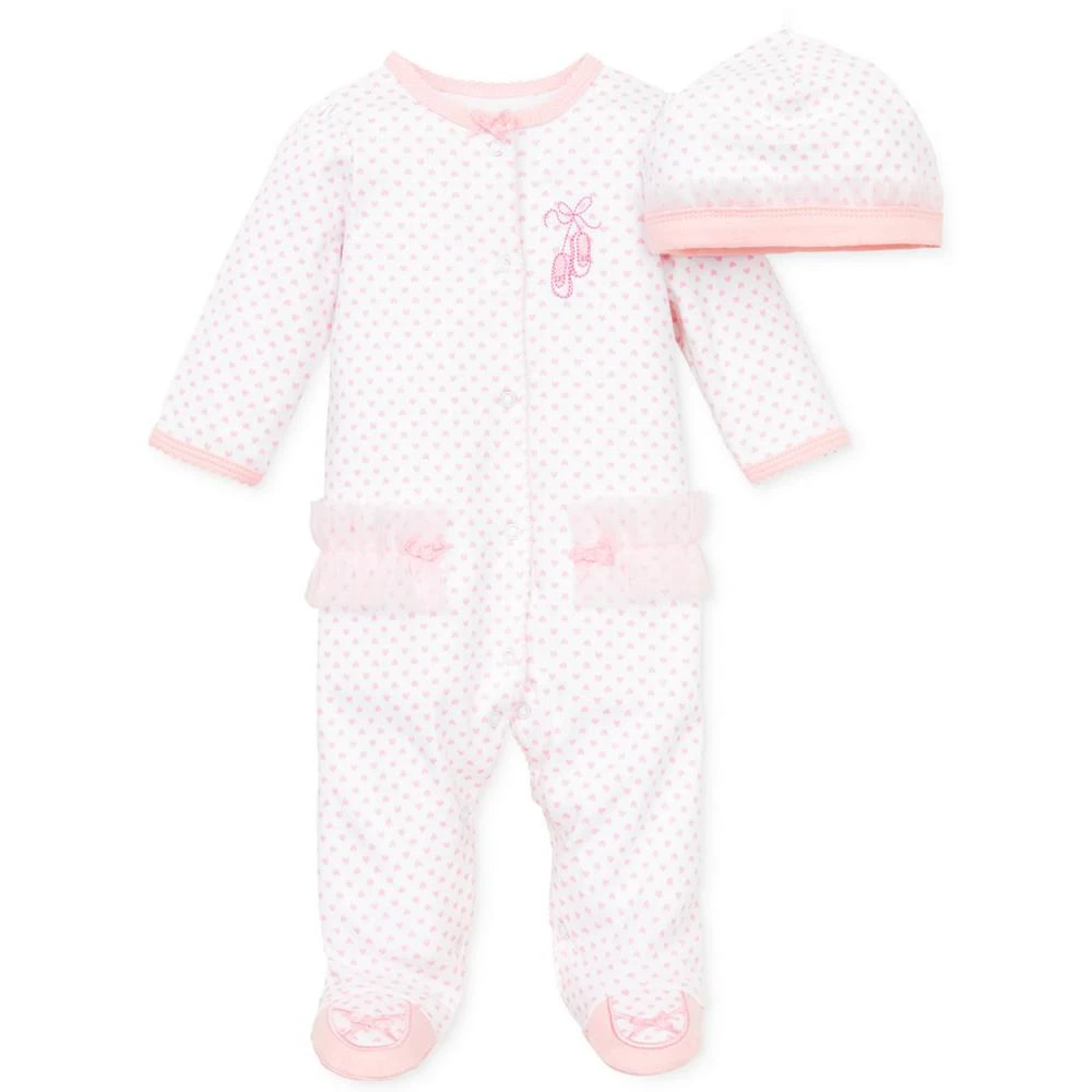 Little Me Baby Girls Ballerina Coverall with Matching Hat, 2 Piece Set 1