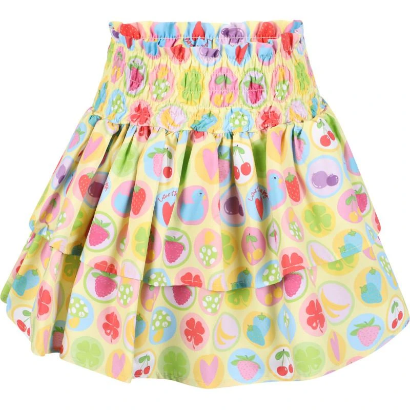 Love Therapy Fruit print all over cotton skirt in yellow 1