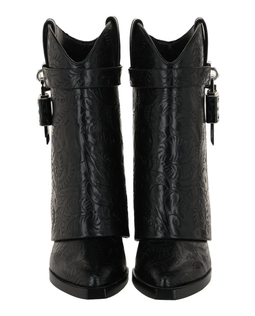Givenchy Shark Lock Cowboy Ankle Boots In Leather With Western Pattern 5