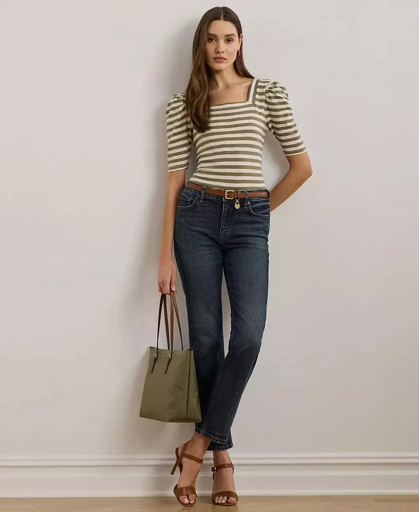 Ralph Lauren Women's Striped Cotton Jersey Puff-Sleeve Tee 4