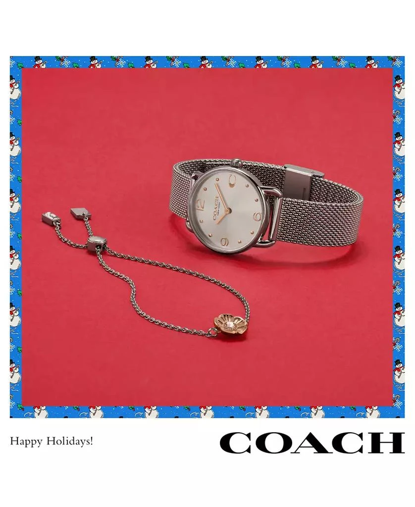 COACH Women's Elliot Silver Stainless Steel Mesh Bracelet Watch 28mm Gift Set 4