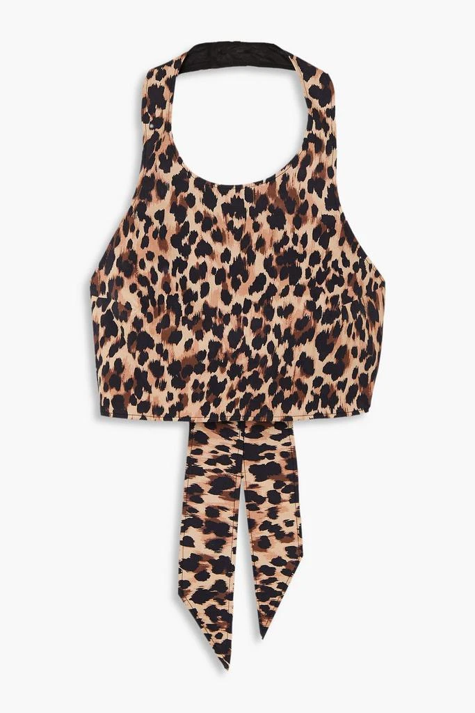 RACIL Nimaya cropped  leopard-print cotton-blend poplin halterneck top 1