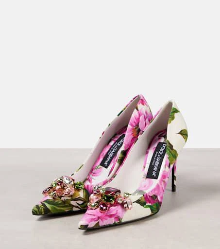 Dolce 
Gabbana Embellished leather-trimmed pumps 4