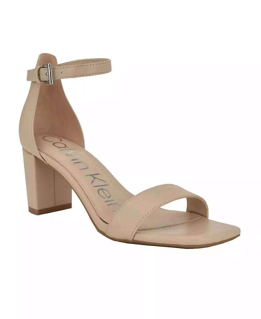 Calvin Klein Nolene Ankle Strap Square-Toe Block Heel Sandals 1