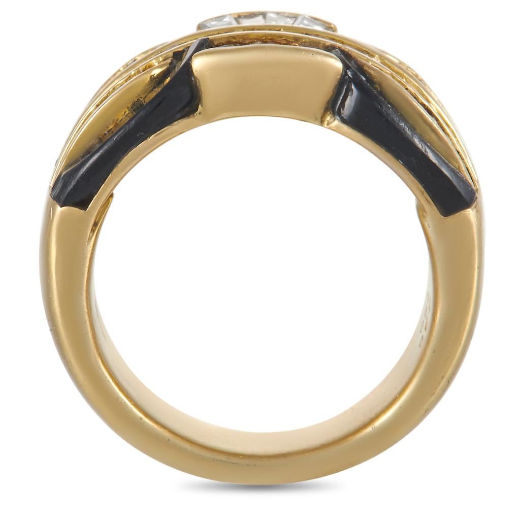 Damiani Damiani 18K Yellow Gold 2.38 ct Diamond and Onyx Ring