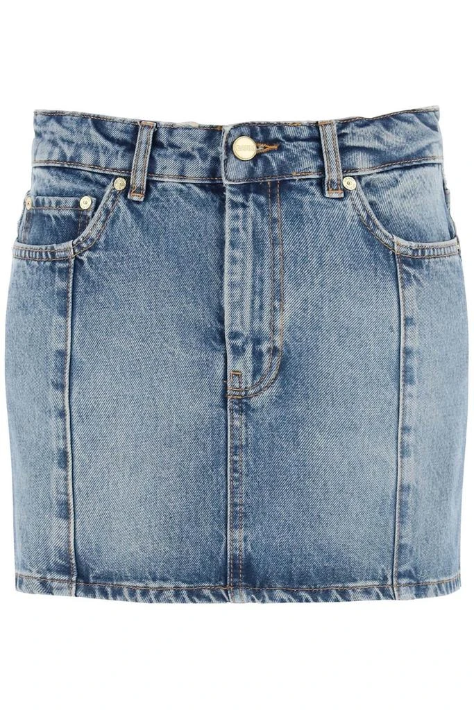 Ganni Ganni Sparkle Logo Denim Mini Skirt 1