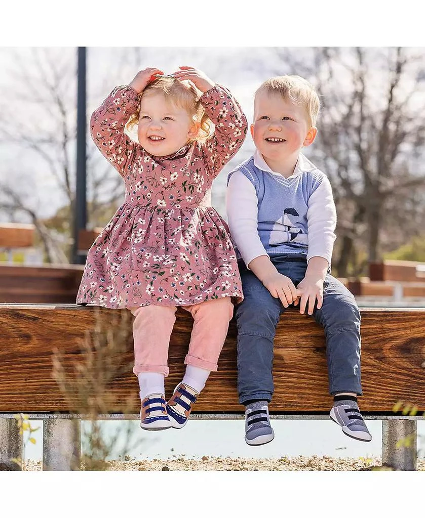 Komuello Infant Boys Breathable Washable Non-Slip Sock Shoes Walker - Brown 7