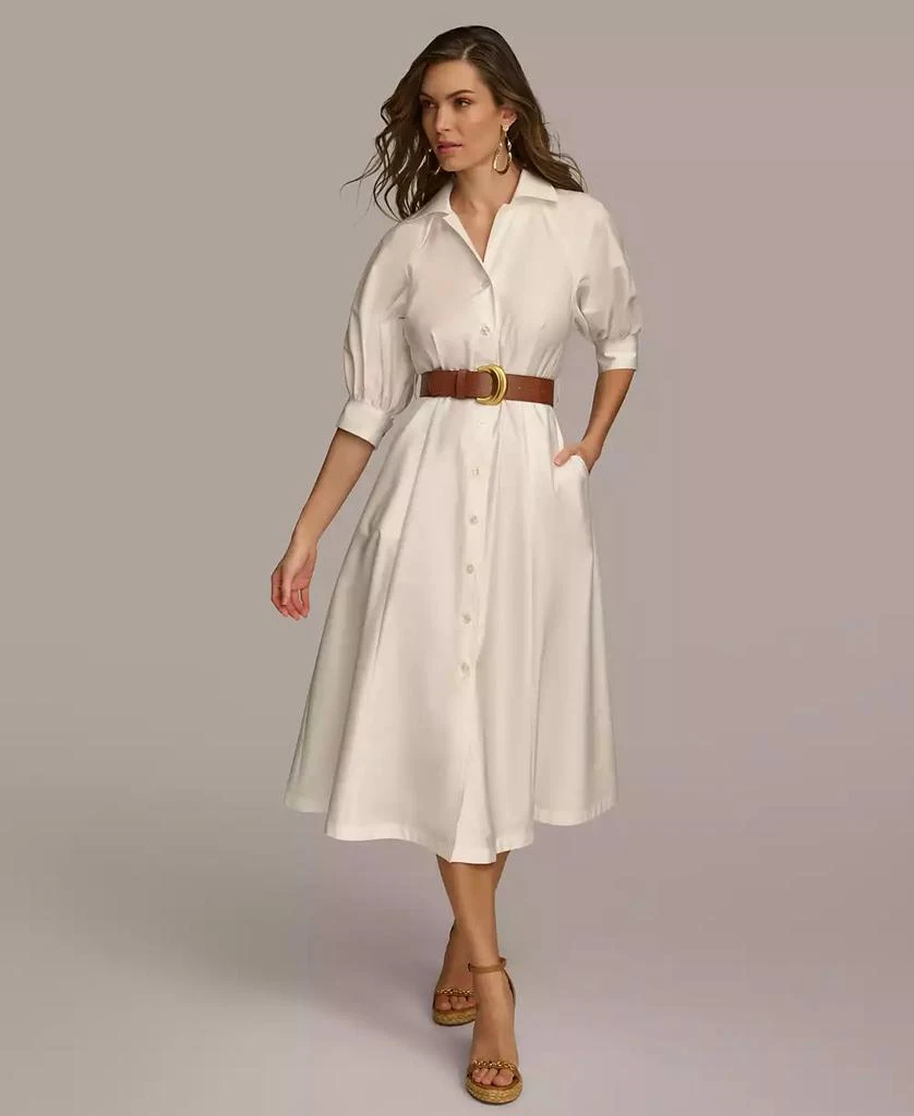 chinese dress ladies Long Sleeve Faux Leather Midi Shirt Dress