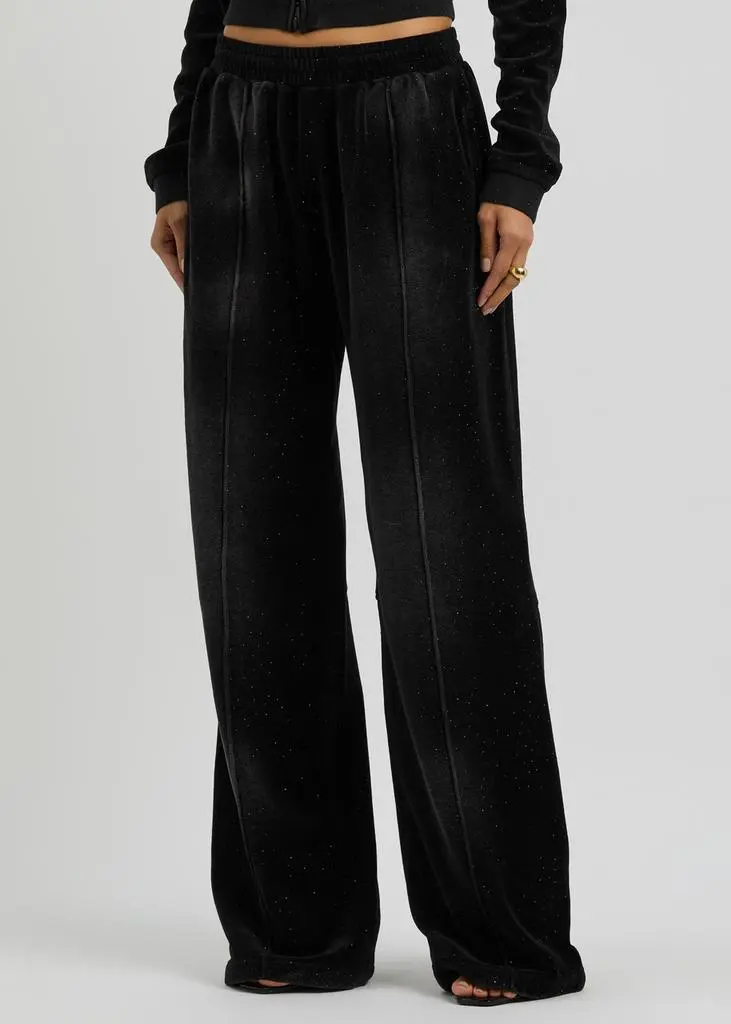 Alexander Wang Faded crystal-embellished velour sweatpants 2