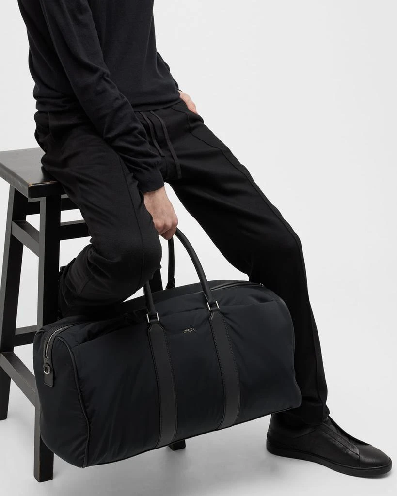 Zegna Men's Holdall 55 Nylon and Leather Duffel Bag 2