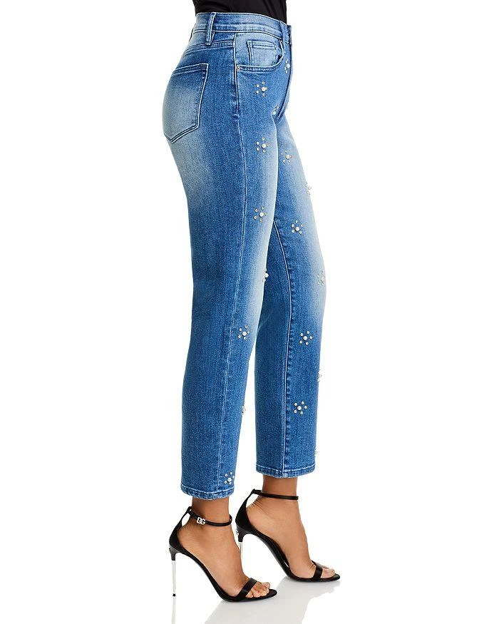 AQUA Embellished High Rise Ankle Jeans in Medium Wash - Exclusive 4