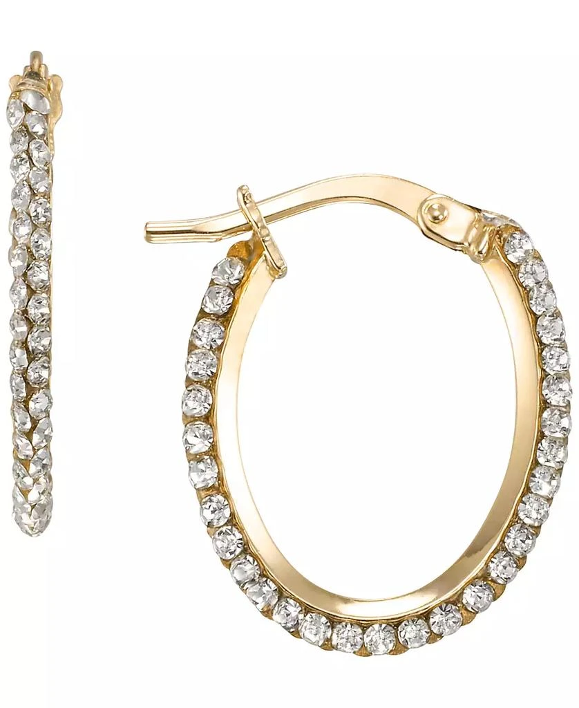 Macy
s Clear Crystal (0.65 ct. t.w.) Oval Hoop Earrings in 10k Yellow Gold