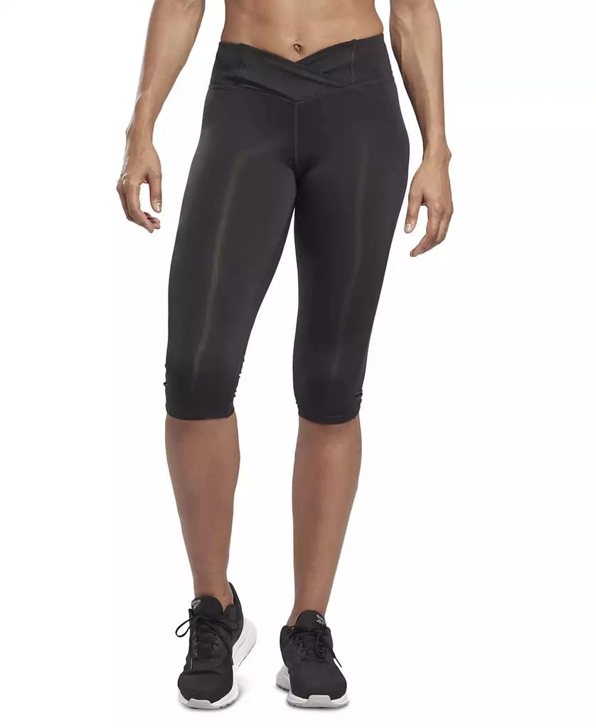 Reebok Women's Workout Ready Basic Crossover Waist Capri Leggings 1