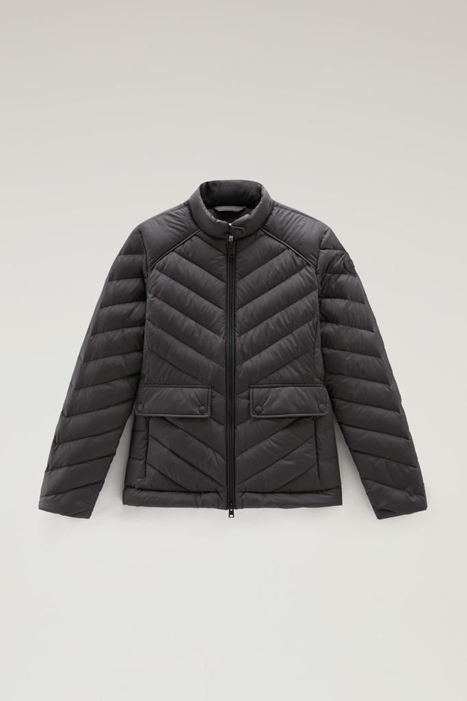 Woolrich Short Padded Jacket with Chevron Quilting - Women - Black