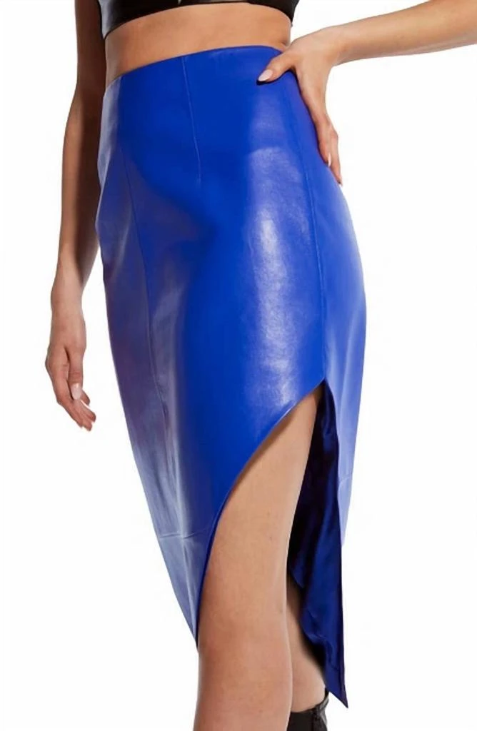 AS by DF As By Df - Fallon Asymmetric Recycled Leather Midi Skirt Ultra Marine Blue 4