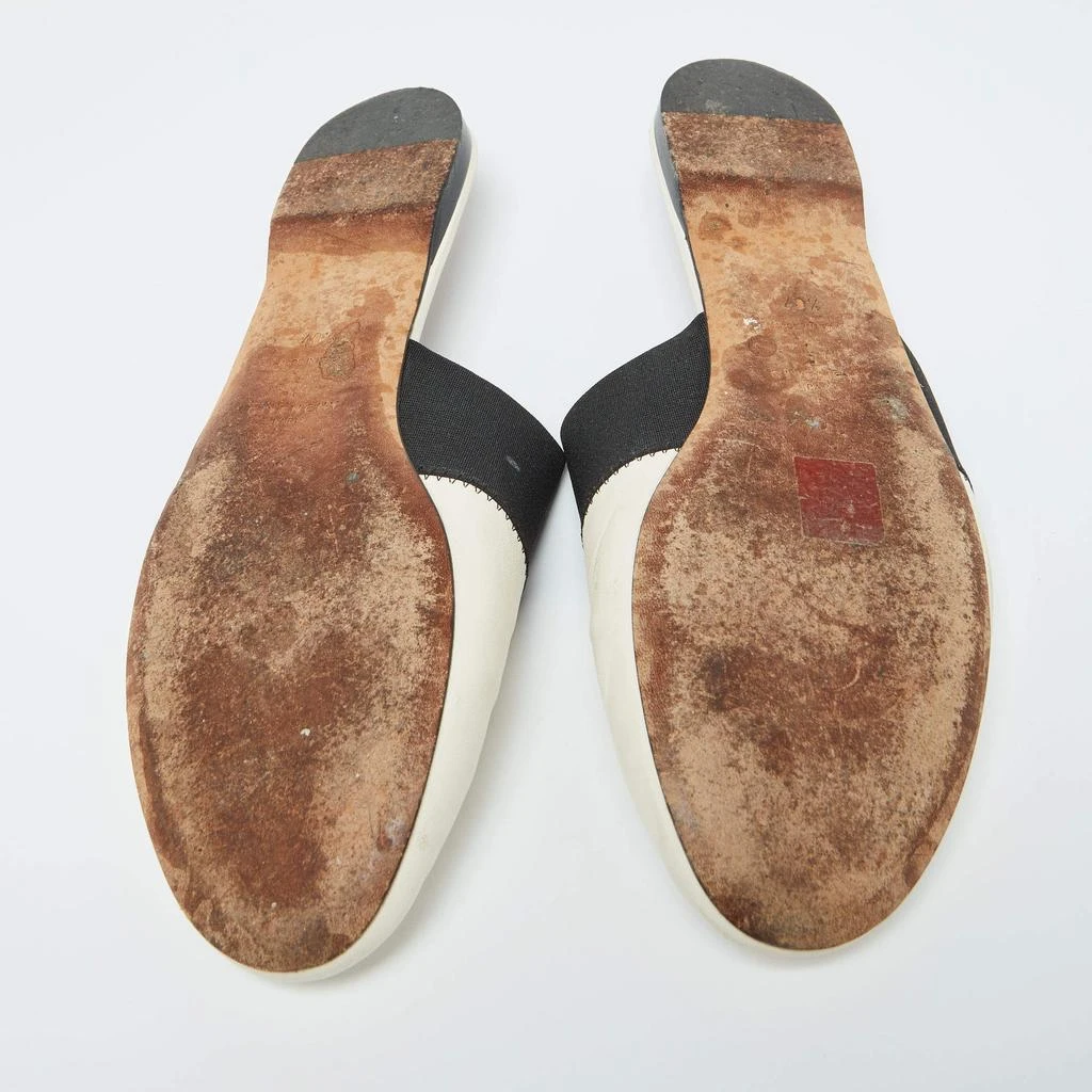 Givenchy Givenchy Black/White Leather and Elastic Bedford Flat Mules Size 40.5 6