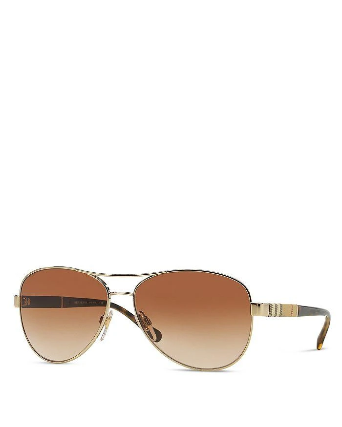 Burberry Honey Check Aviator Sunglasses, 59mm
