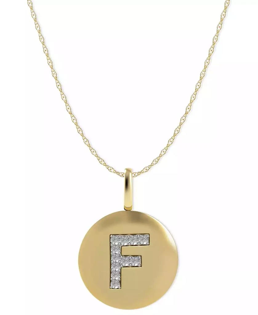 Macy's 14k Yellow, White, or Rose Gold Necklace, Diamond Letter F Disk Pendant (1/10 ct. t.w.) 1