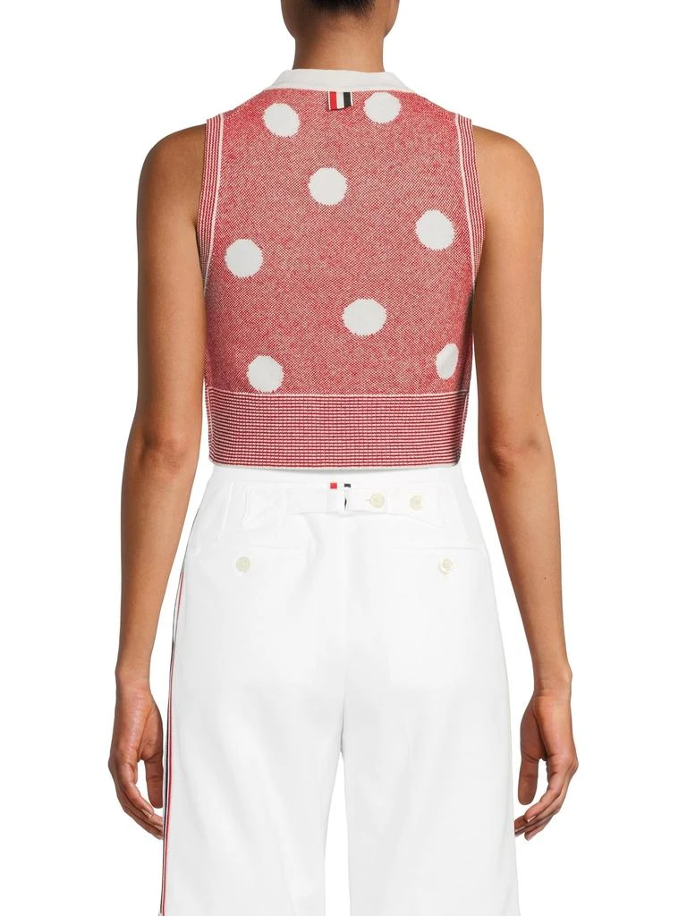 Thom Browne ​Polka-Dot Birdseye Jacquard Cropped Cashmere Sweater 2