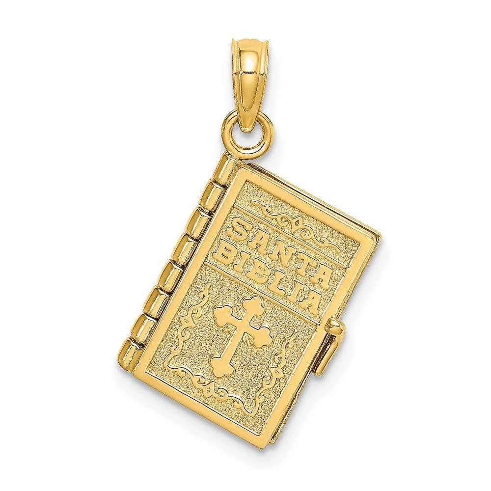 Diamond2Deal 14k Yellow Gold 3-D Moveable Santa Biblia Book Spanish Bible Lords Prayer Charm Pendant from Premium Outlets
