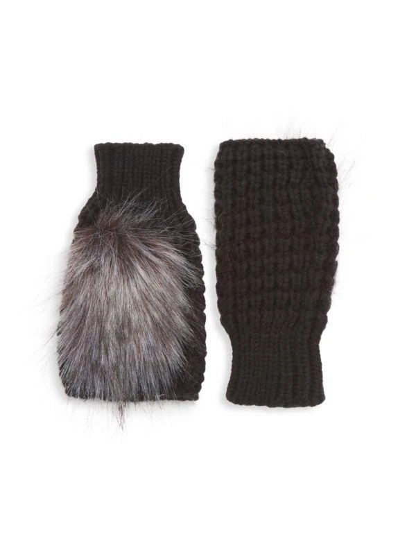 Adrienne Landau Faux Fur Knit Mittens 1
