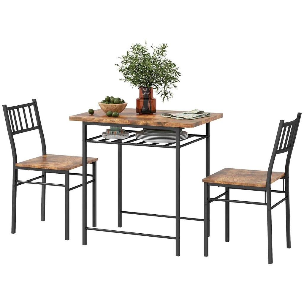 Hivvago 3-Piece Dining Table Set for 2 with Storage Rack