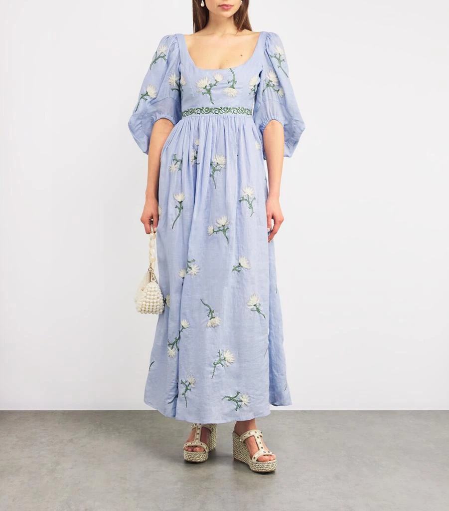 knee length dresses for ladies Agua by Agua Bendita Pluma Linen Caftan