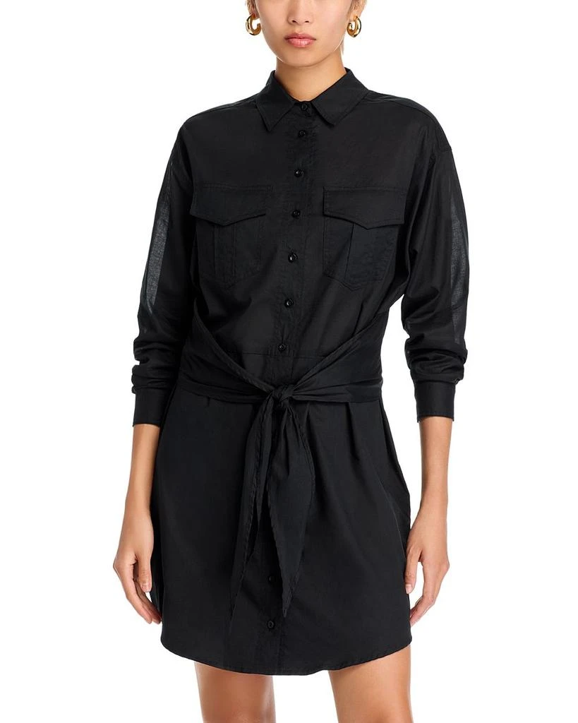 AQUA Tie Front Shirt Dress - Exclusive 1