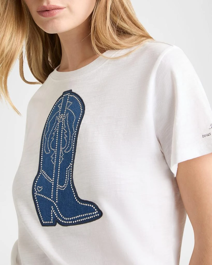 Cinq a Sept Crewneck Studded Denim Boot Tee 4