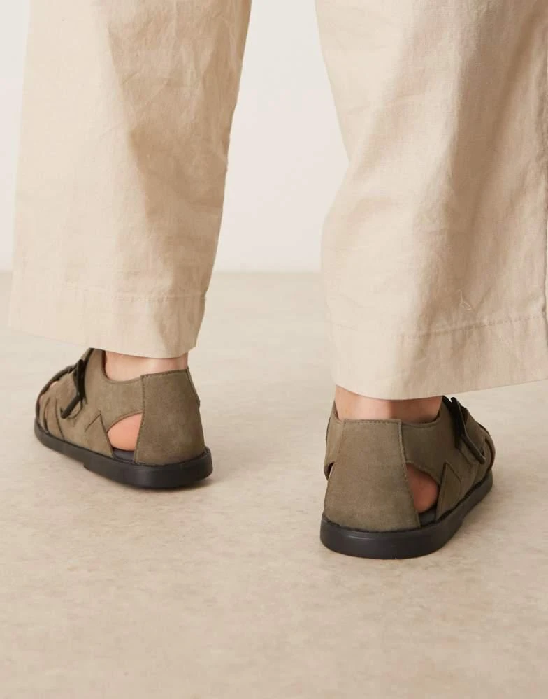 ASOS ASOS DESIGN fisherman sandals in khaki suede 3