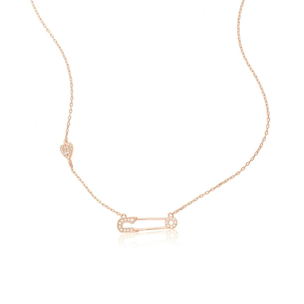 Adornia Safety Pin Heart Necklace rose gold 1