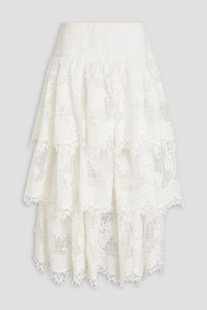 ZIMMERMANN Embellished tiered voile and tulle maxi skirt 1
