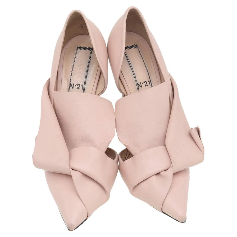 N°21 N�° 21 Beige Leather Abstract Bow Pointed Toe Pumps Size 39 3