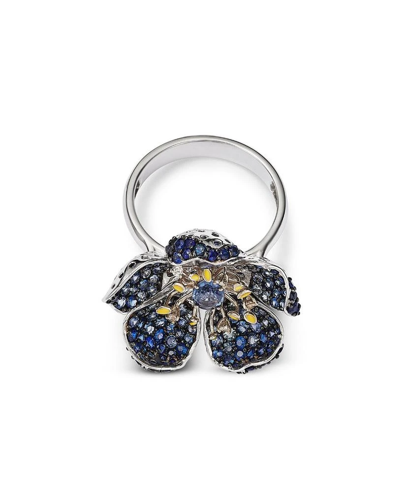 Bloomingdale
s Fine Collection Blue Sapphire (2.88 tcw)
Diamond (0.05 tcw) Flower Ring in 14K Yellow
White Gold 3