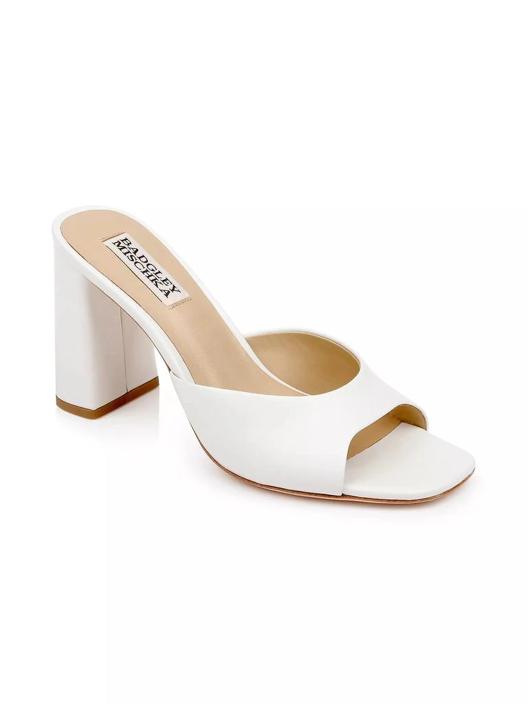 Badgley Mischka Cadence 85MM Leather Block-Heel Mules 2