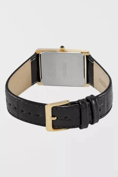 Seiko Seiko Quartz Square Face Black Leather Watch SWR052 3