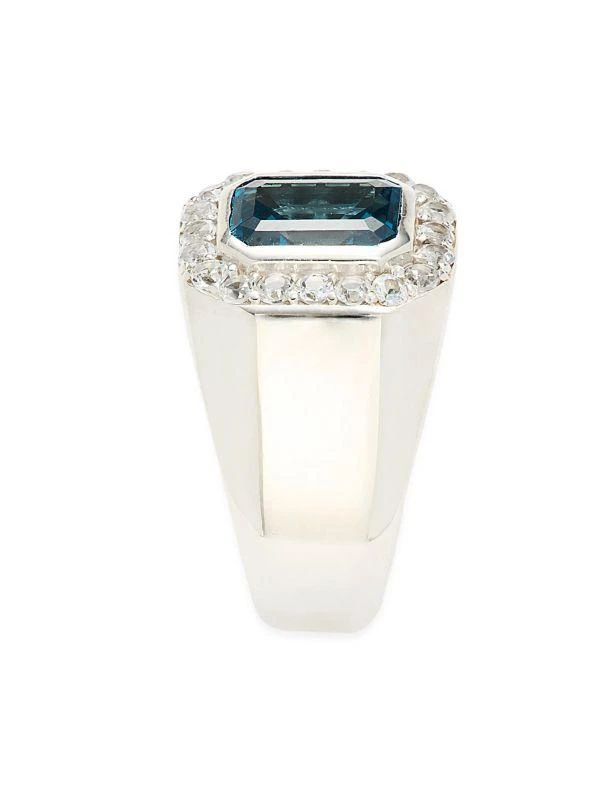 Effy Sterling Silver, London Blue Topaz & White Topaz Halo Ring 4